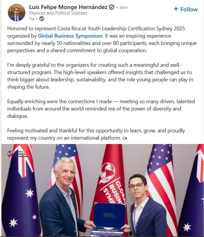 Luis Felipe Monge Hernández  LinkedIn Post