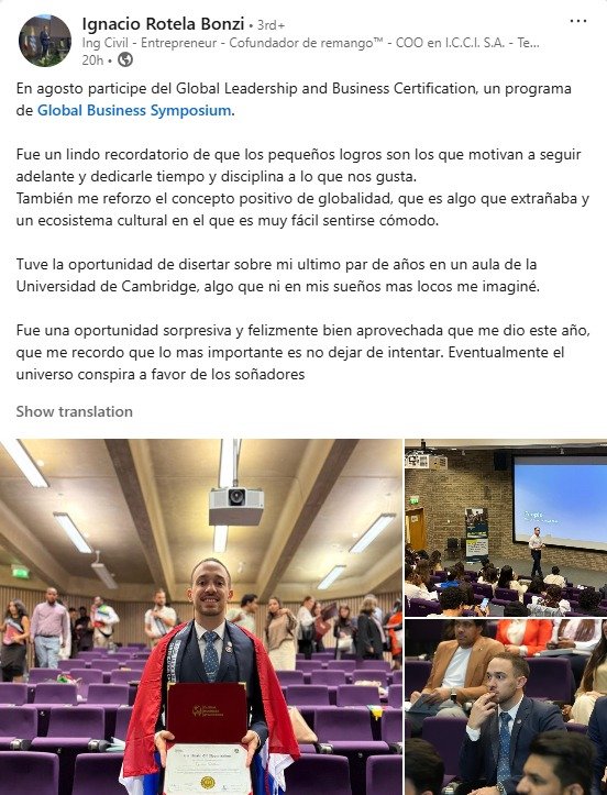 Ignacio Rotela Bonzi LinkedIn Post