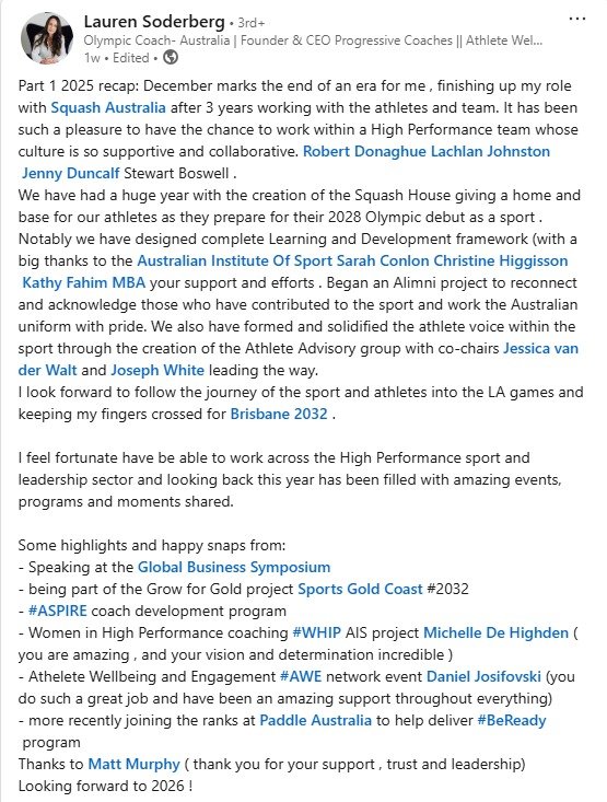 Lauren Soderberg LinkedIn Post